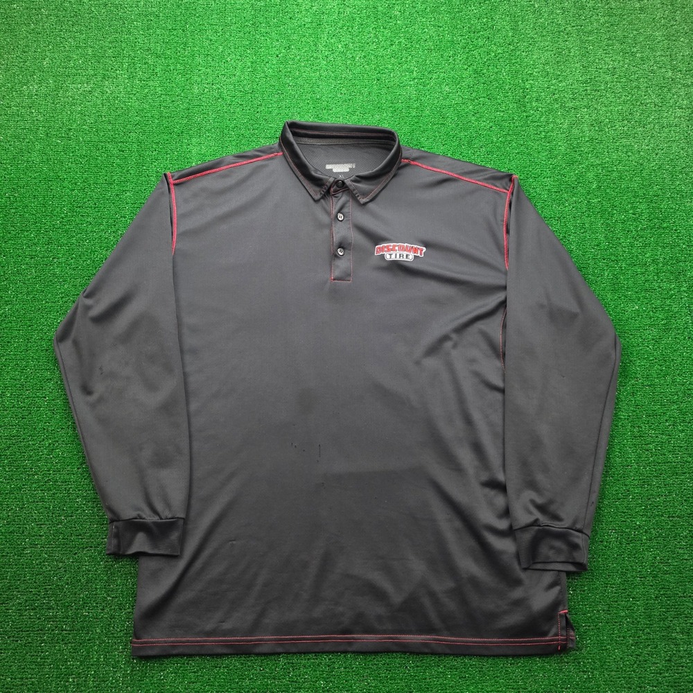 Discount Tire Employee Polo Shirt‎ Mens XL Black Long Sleeve Uniform Work Wear